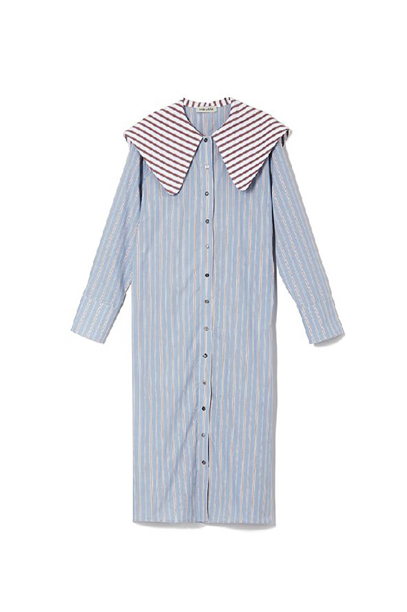 Long Cotton Dress with Collar – MILK WHITE