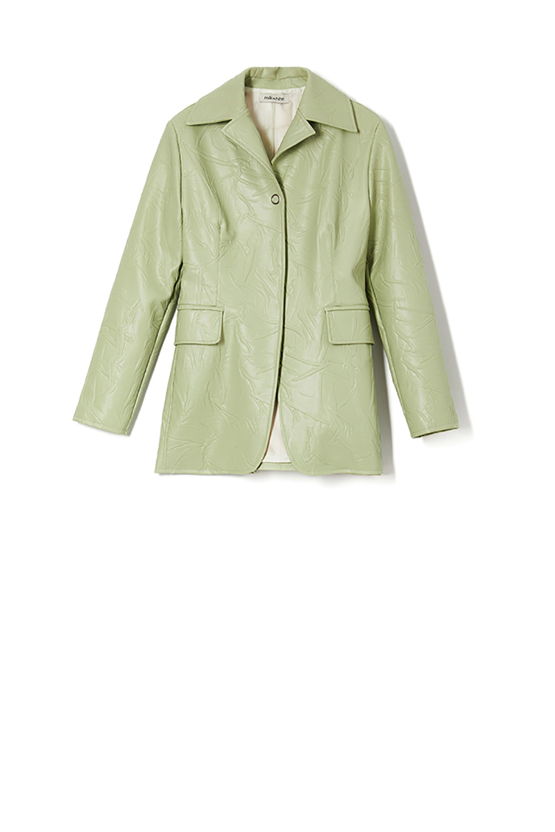 LEATHER BLAZER JACKET – MILK WHITE