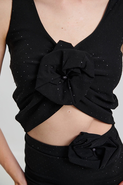 CROP TOP FLOWER STRASS – COMBOS KNITWEAR