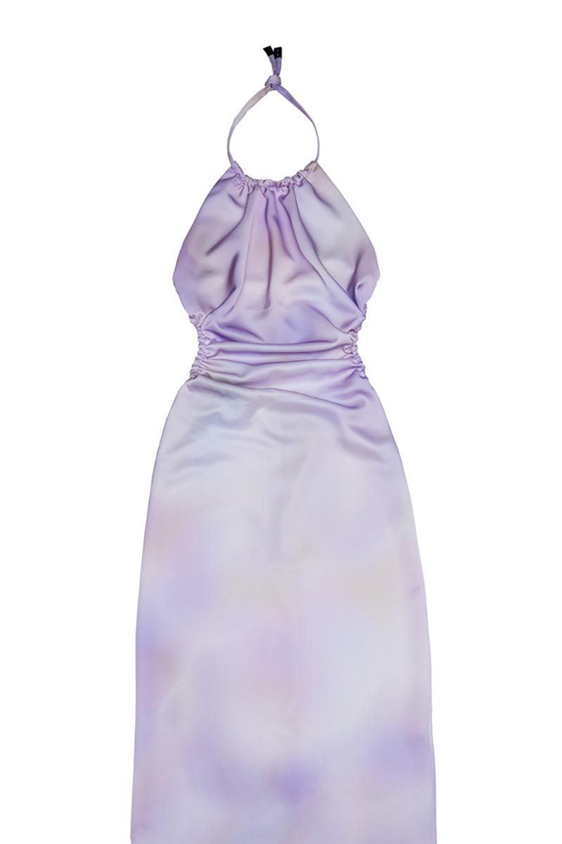 OPEN BACK GLOSSY DRESS – MILK WHITE