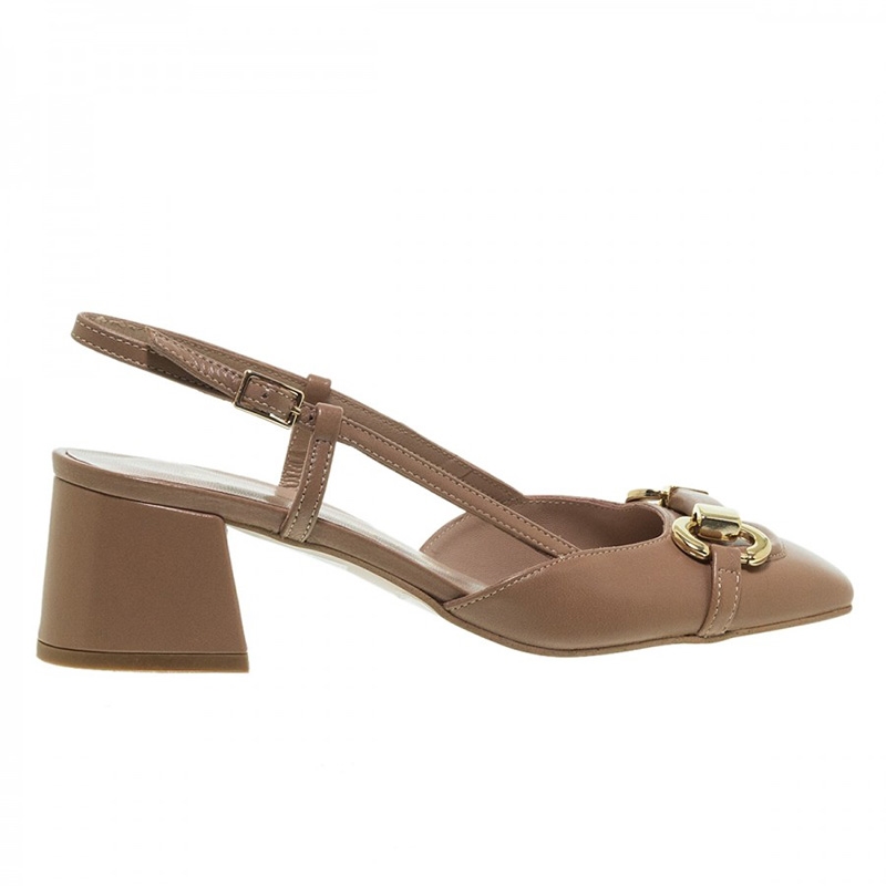 SLINGBACK BLOCK HEEL W/ CHAIN DETAIL – MOURTZI
