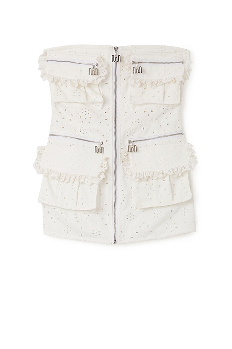 STRAPLESS MINI DRESS WITH ZIP – MILK WHITE