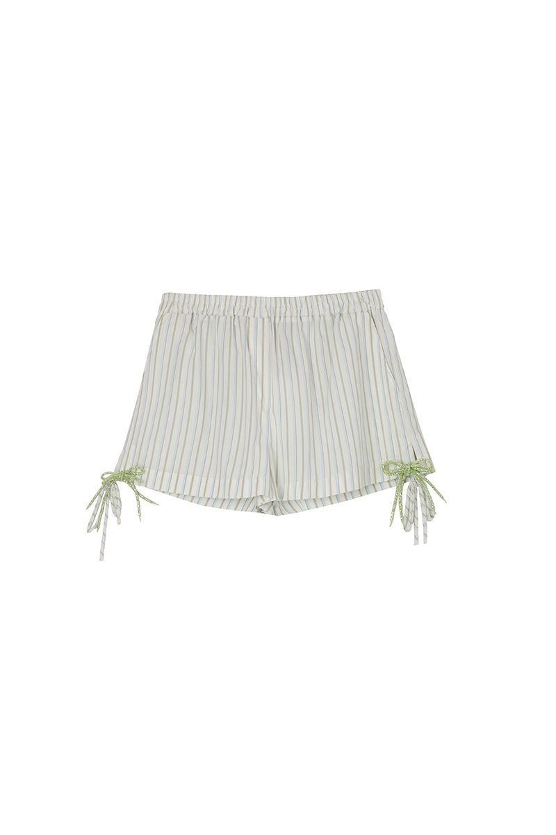 SHORTS WITH CRYSTAL BOWS – MILK WHITE