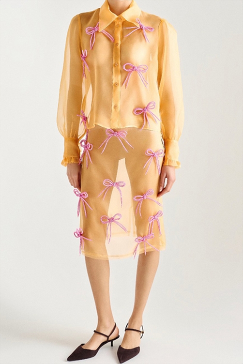 PENCIL SILK ORGANZA SKIRT – MILK WHITE