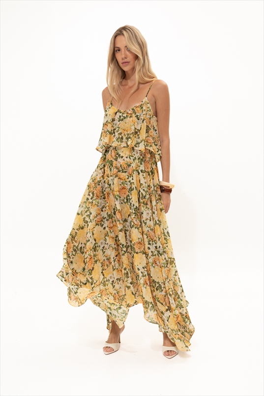 ASYMMETRICAL RUFFLED DRESS  VASSIA KOSTARA - Mira Boutique