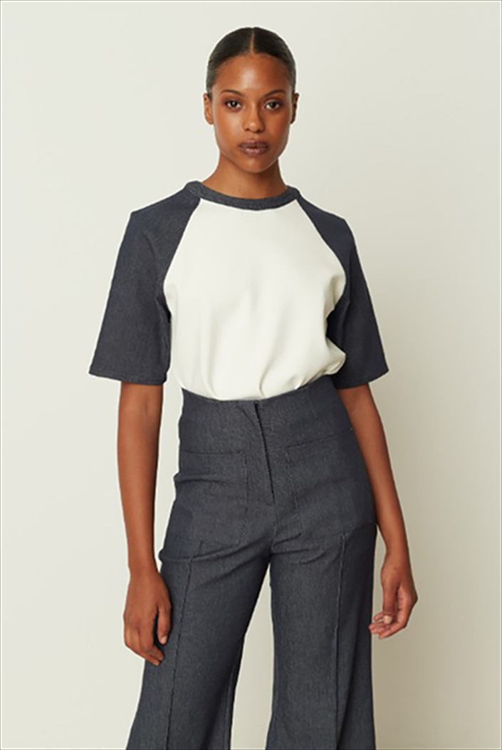 DENIM LOOK SLEEVE T-SHIRT – CKONTOVA