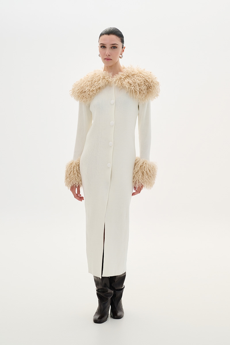 CARDIGAN WITH FAUX FUR – COMBOS KNITWEAR