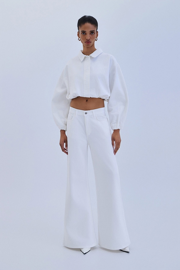DENIM FLARE TROUSERS – COMBOS KNITWEAR