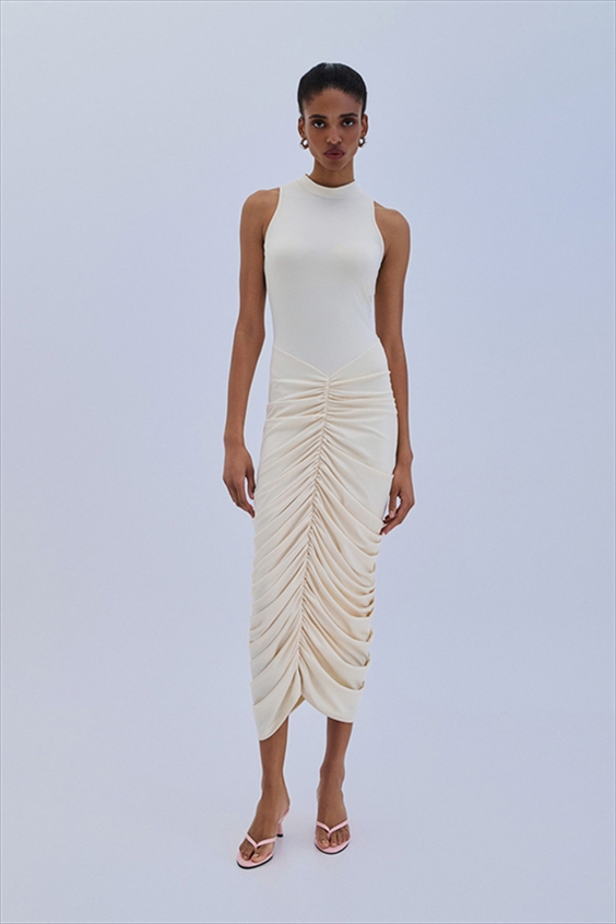 MAXI GATHERED DRESS – COMBOS KNITWEAR