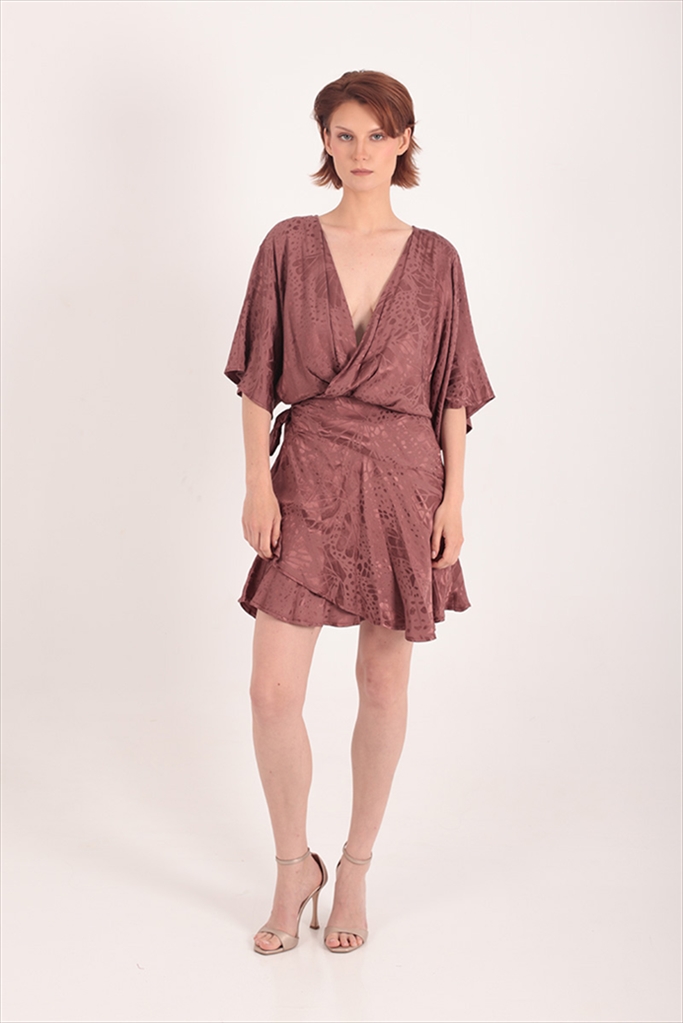 JACQUARD WRAP RUFFLED DRESS – CKONTOVA