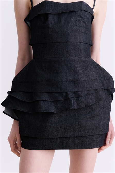 BLACK DENIM MINI DRESS – VASSIA KOSTARA