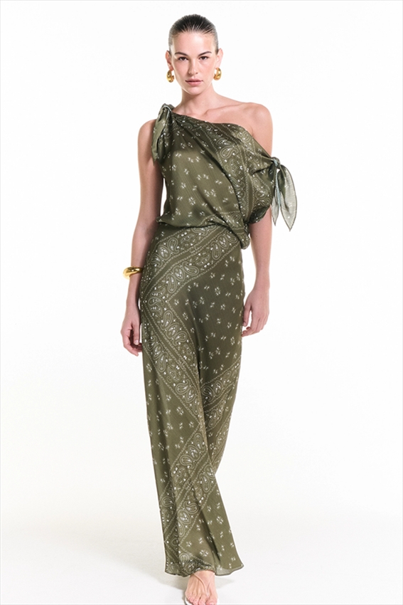 OLIVE BANDANA MAXI DRESS – VASSIA KOSTARA