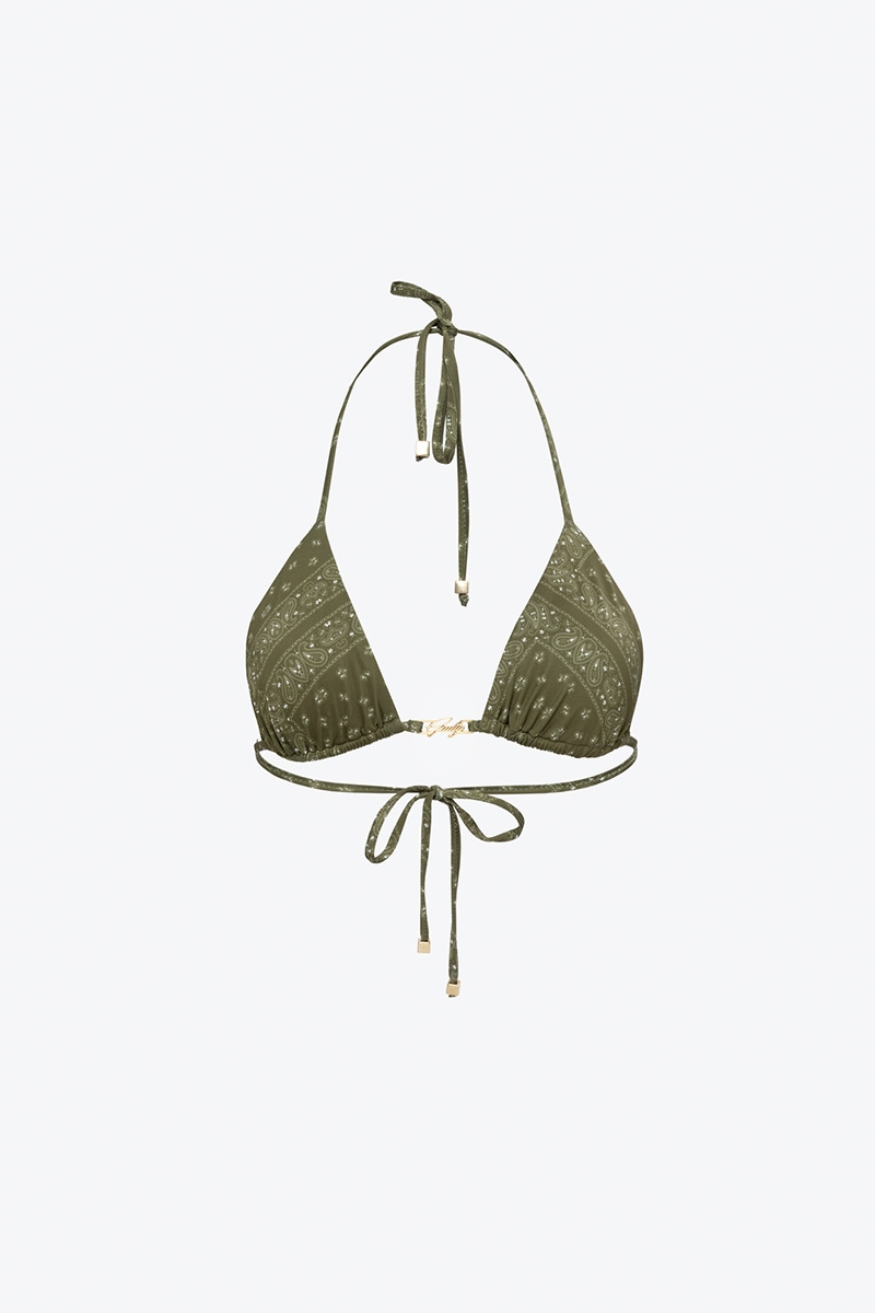 OLIVE BANDANA TRIANGLE BIKINI TOP – VASSIA KOSTARA
