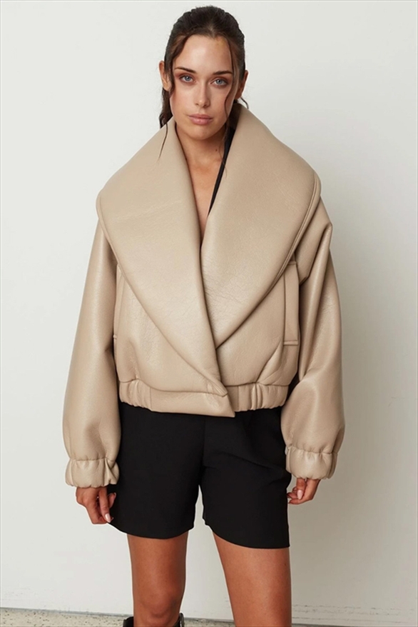 LEATHER LOOK BOMBER JACKET – CKONTOVA
